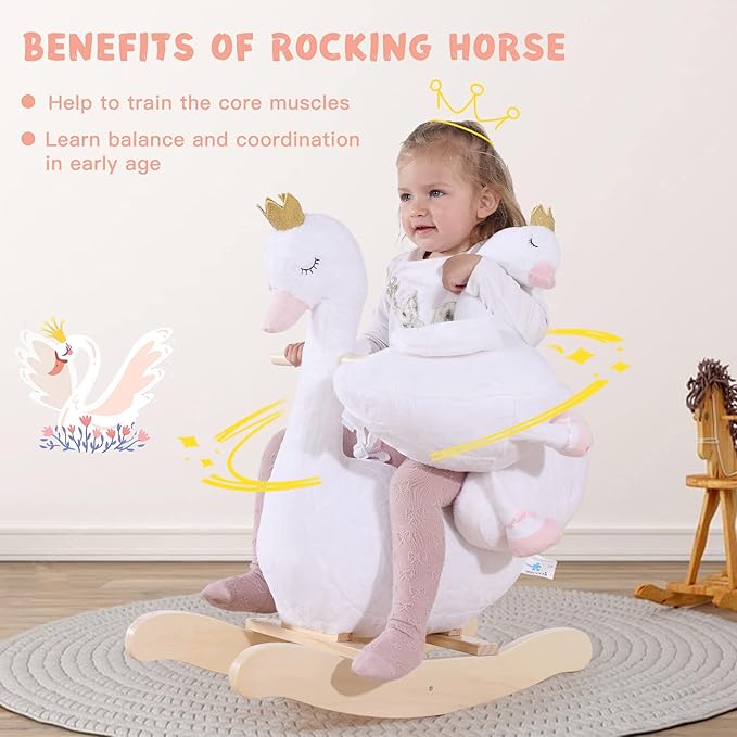 White Plush Rocking Swan for Babies