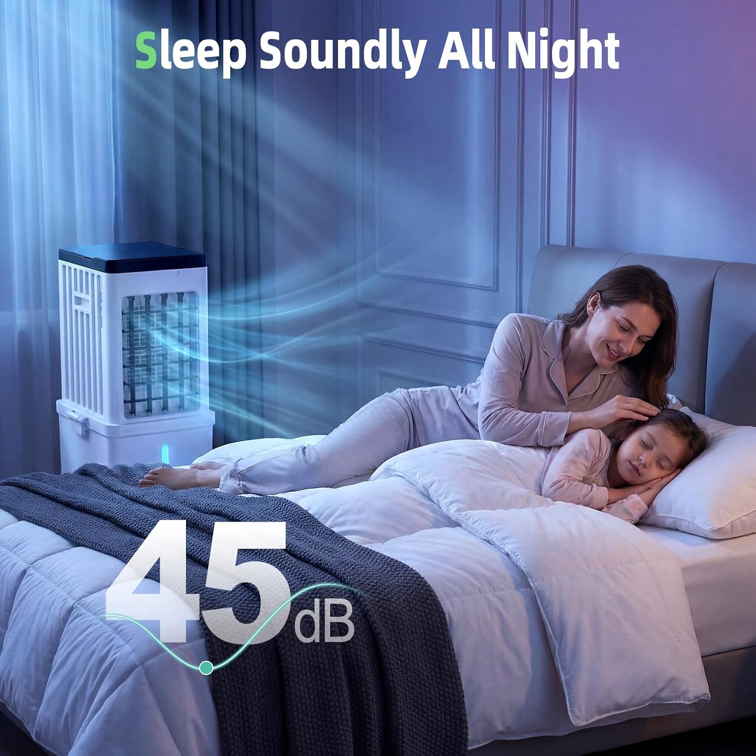 Portable Air Conditioners, Swamp Cooler with 4 Wind Modes, 3 Speeds, 3.5-Gallon Water Tank for Evaporative Air Cooler Long Cooling, 45 dB Windowless Air Conditioner 120° Oscillation 4 Ice Packs