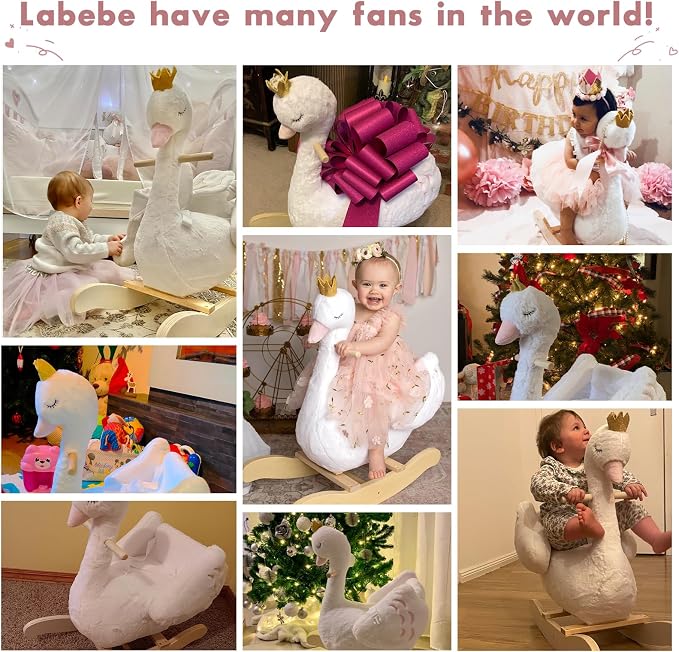 White Plush Rocking Swan for Babies
