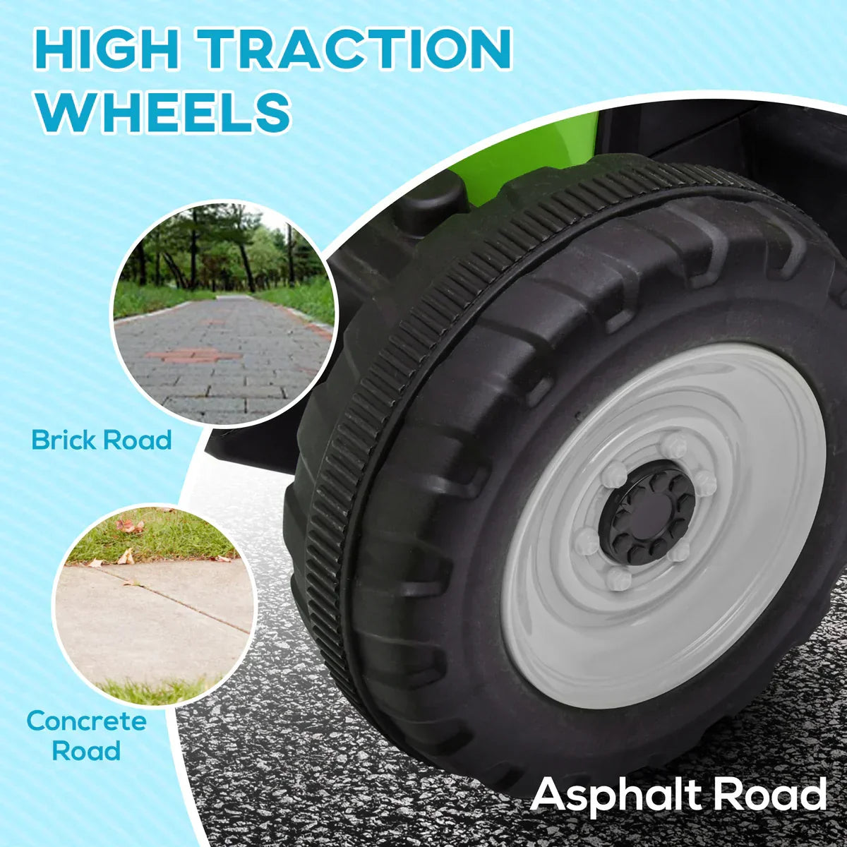 12V Ride on Tractor with Trailer, 25W Dual Motors, Battery Powered Electric Tractor with Remote Control